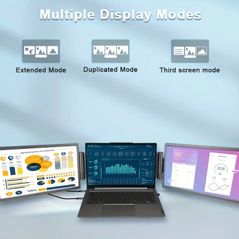 Portable Dual-Screen Display for Laptops – 14" IPS LCD with Premium Business Briefcase