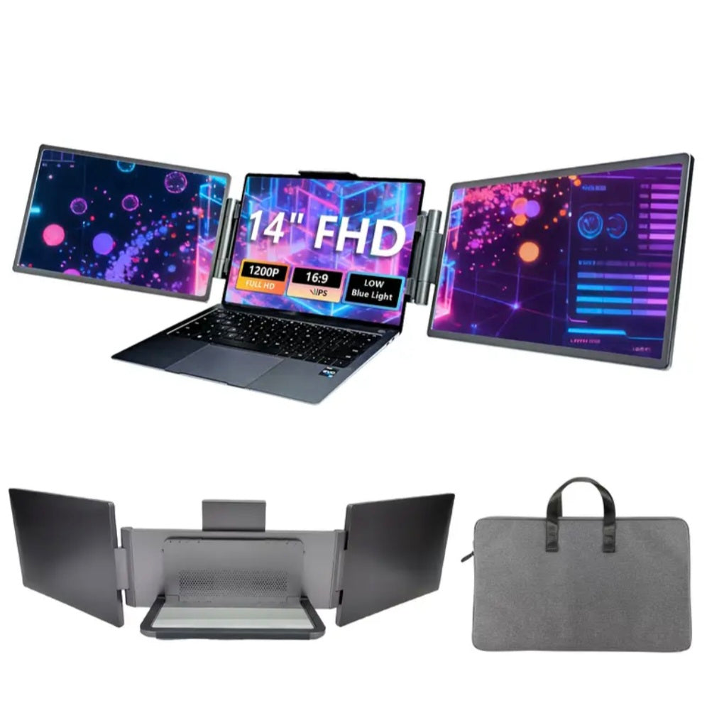 Portable Dual-Screen Display for Laptops – 14" IPS LCD with Premium Business Briefcase