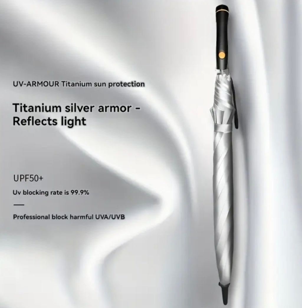 Premium Umbrella with Cooling Fan – UPF 50+ UV Protection &amp; Titanium Silver Coating