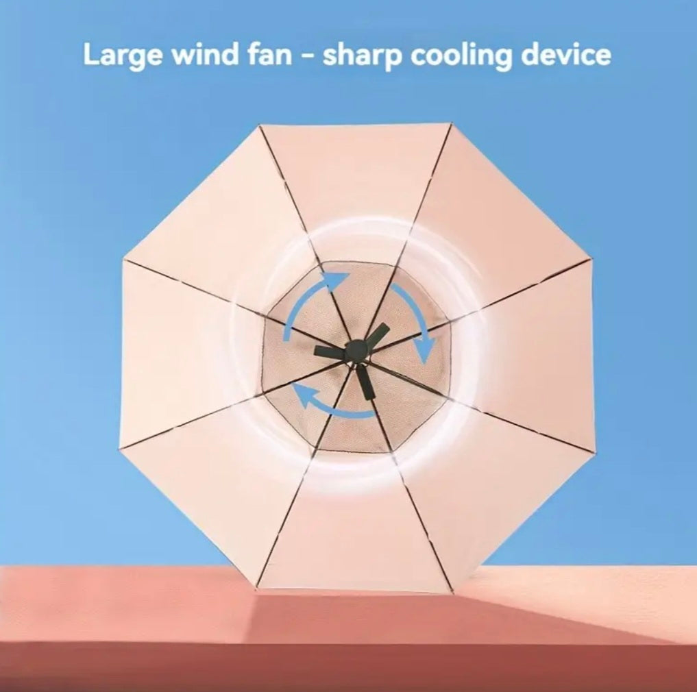 Premium Umbrella with Cooling Fan – UPF 50+ UV Protection &amp; Titanium Silver Coating