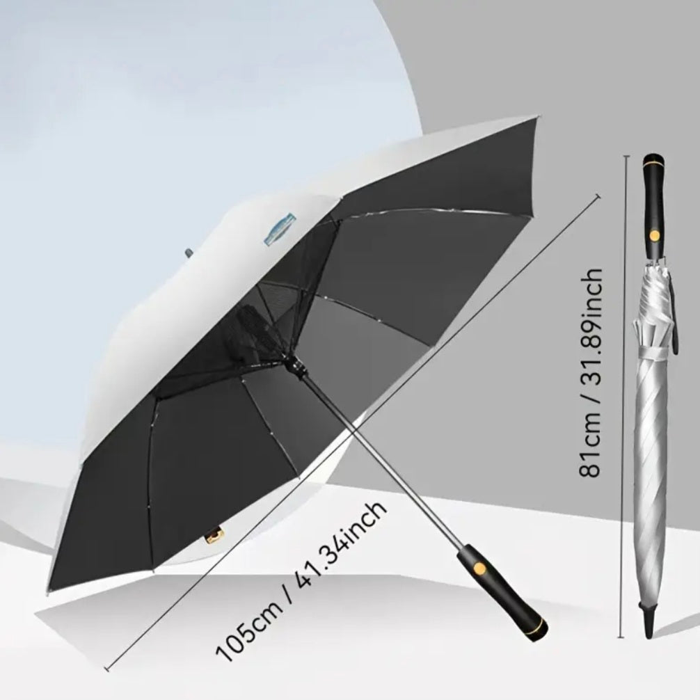 Premium Umbrella with Cooling Fan – UPF 50+ UV Protection &amp; Titanium Silver Coating