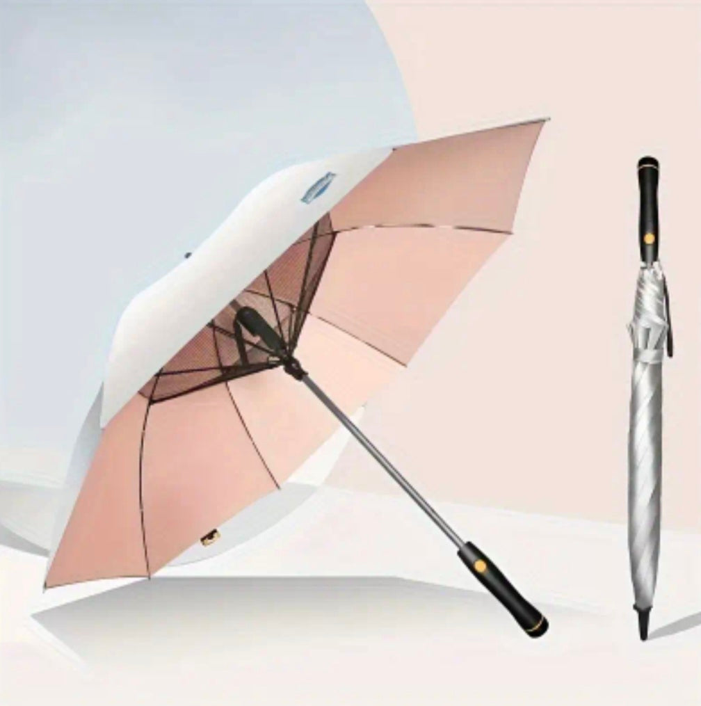 Premium Umbrella with Cooling Fan – UPF 50+ UV Protection &amp; Titanium Silver Coating