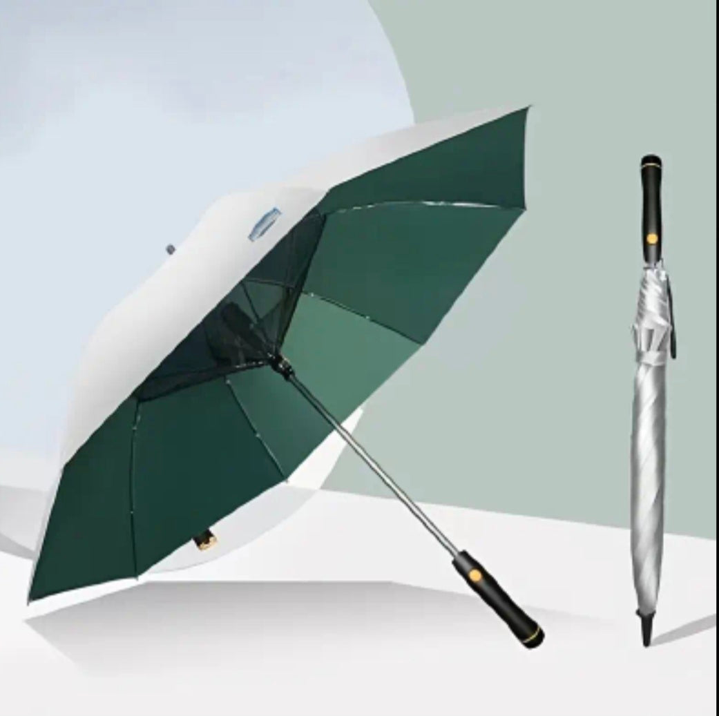 Premium Umbrella with Cooling Fan – UPF 50+ UV Protection &amp; Titanium Silver Coating